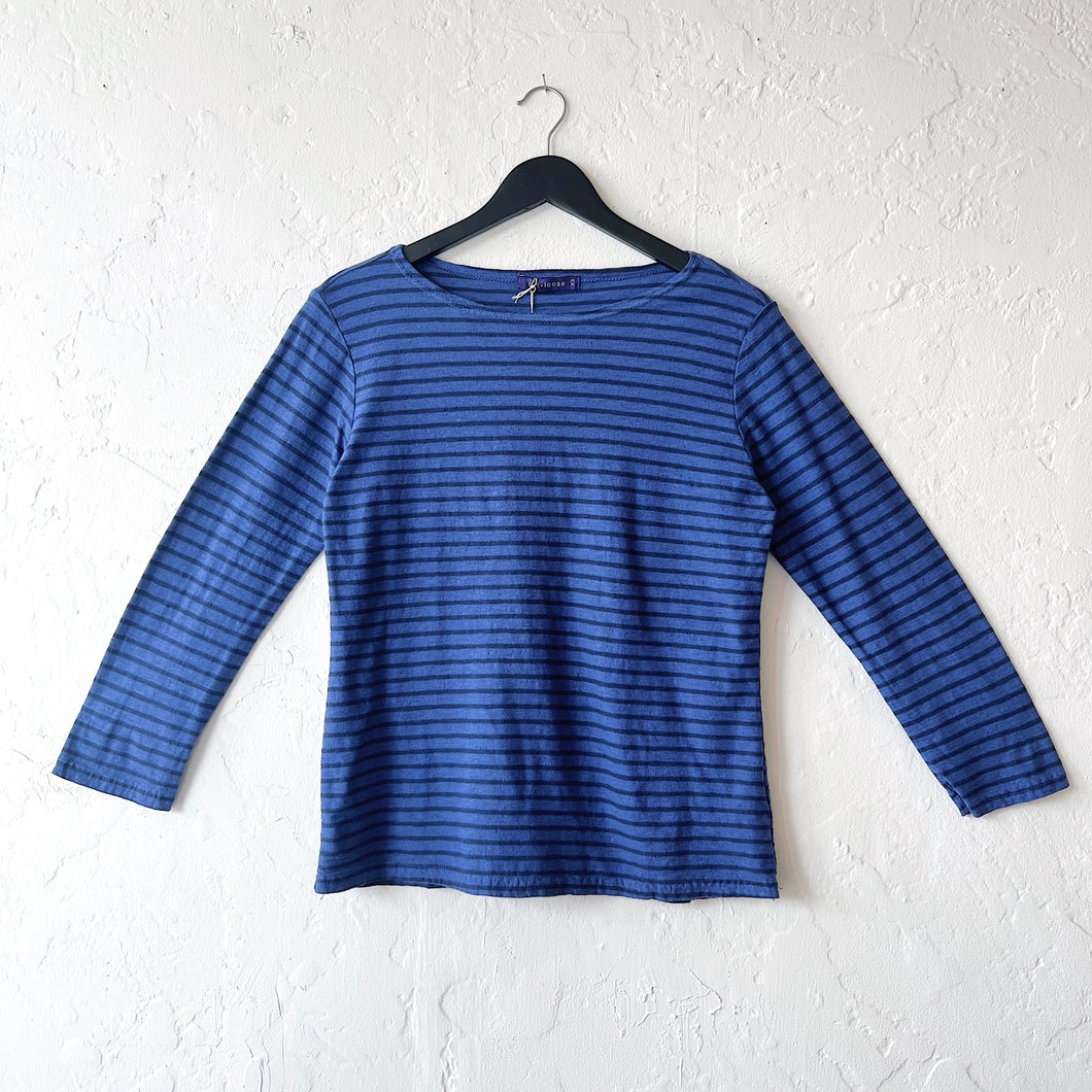 Cut Loose | 3/4 Sleeve Boatneck Top in Admiralty & Navy Stripe