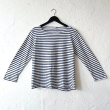 Load image into Gallery viewer, Cut Loose | 3/4 Sleeve Boatneck Top in Laundered &amp; Navy Stripe
