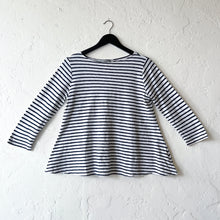 Load image into Gallery viewer, Cut Loose | 3/4 Sleeve A-Line Boatneck Top in Laundered &amp; Navy Stripe
