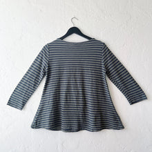 Load image into Gallery viewer, Cut Loose | 3/4 Sleeve A-Line Boatneck Top in Clay &amp; Navy Stripe
