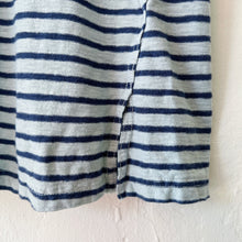 Load image into Gallery viewer, Cut Loose | Short Sleeve Slit Hem Tee in Navy and Moonlight Stripe

