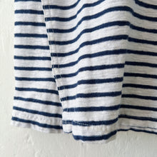 Load image into Gallery viewer, Cut Loose | Short Sleeve Slit Hem Tee in Navy and Laundered Stripe
