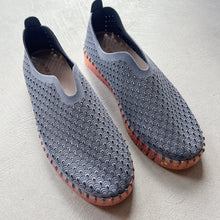 Load image into Gallery viewer, Ilse Jacobsen | Tulip Slip On Sneakers in Grey Blue with Pink Confetti Soles
