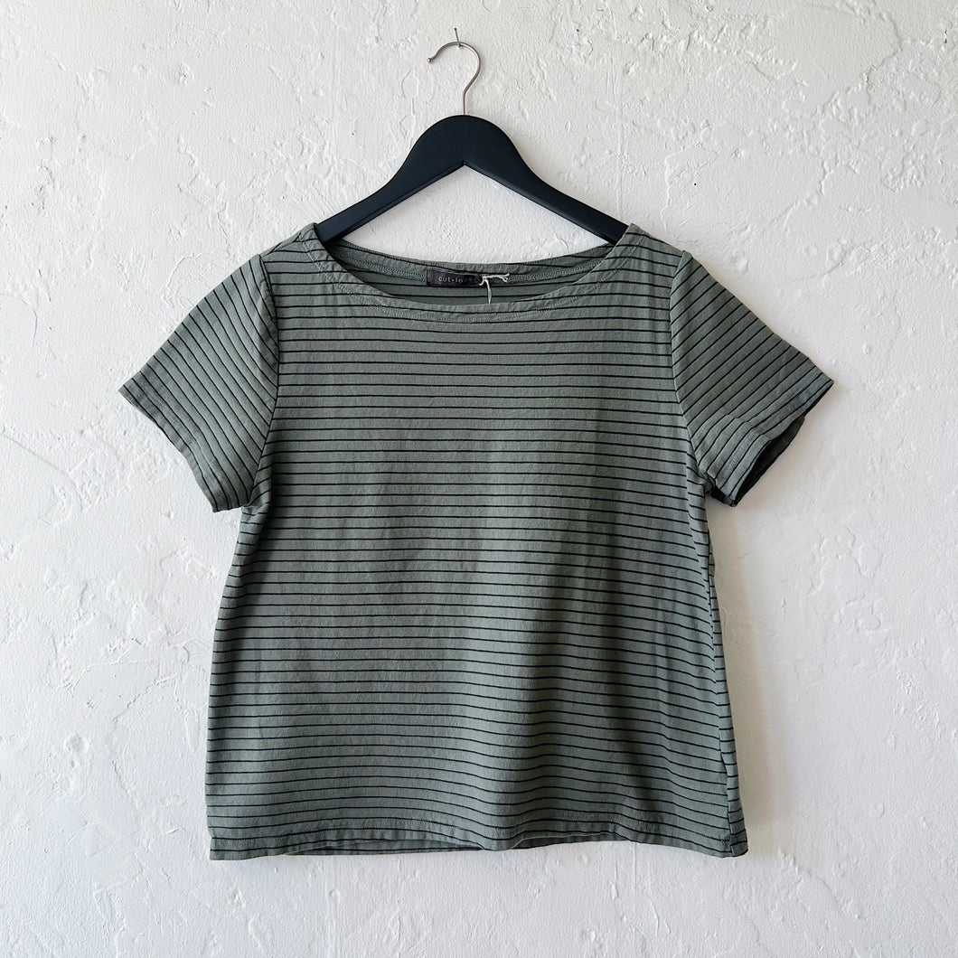 Cut Loose | Short Sleeve Tee In Black & Clay Stripe