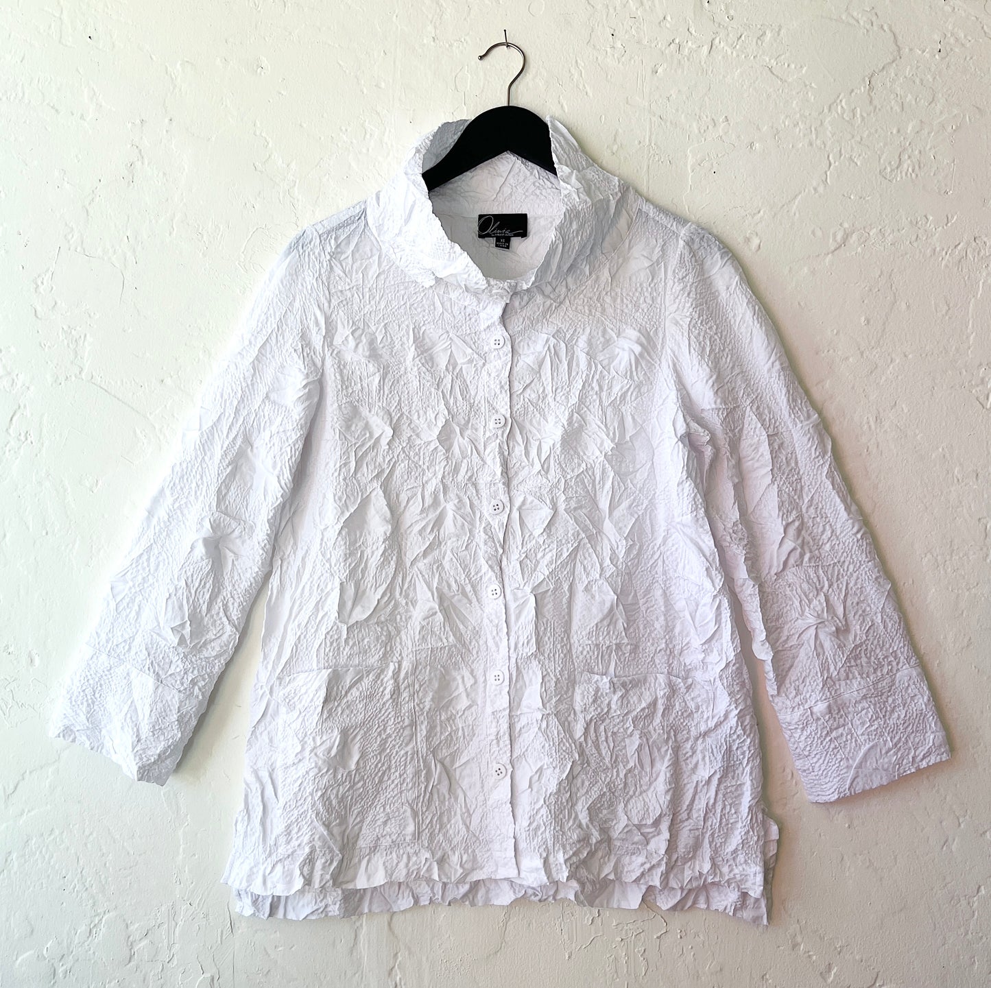 Crush Travel Scrunch Collar Jacket in White