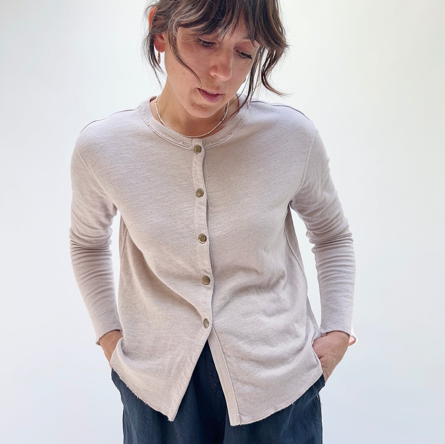 North Star Base | Snap Front Cardigan in Cloud