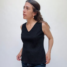 Load image into Gallery viewer, Cut Loose | Linen V-Neck Bias Tank in Black
