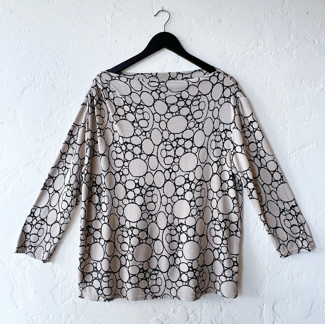 Cut Loose | Pleat Neck Top in Moonbeam Ring Jacquard