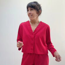 Load image into Gallery viewer, Pacific Cotton | Button Front Crop Cardigan in Kirsch
