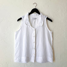 Load image into Gallery viewer, Cut Loose | Sleeveless Linen Shirt with Collar in White
