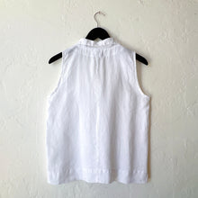 Load image into Gallery viewer, Cut Loose | Sleeveless Linen Shirt with Collar in White
