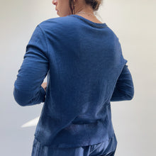 Load image into Gallery viewer, North Star Base | Crop Double Cotton Tee in Indigo
