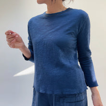 Load image into Gallery viewer, North Star Base | Crop Double Cotton Tee in Indigo
