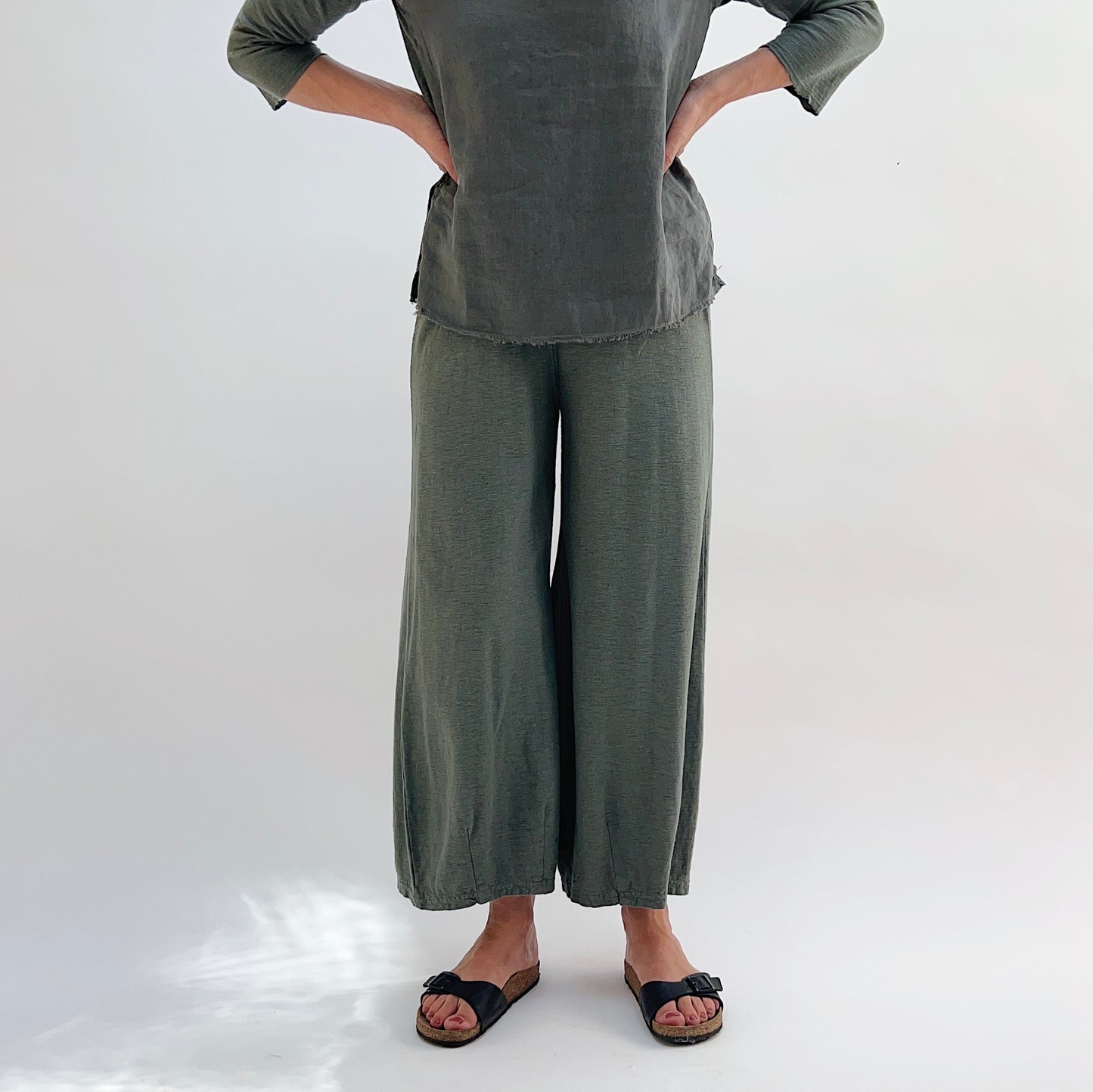 Cropped Pant with Darts in Clay