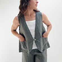Load image into Gallery viewer, Cut Loose | One Button Linen Vest in Clay

