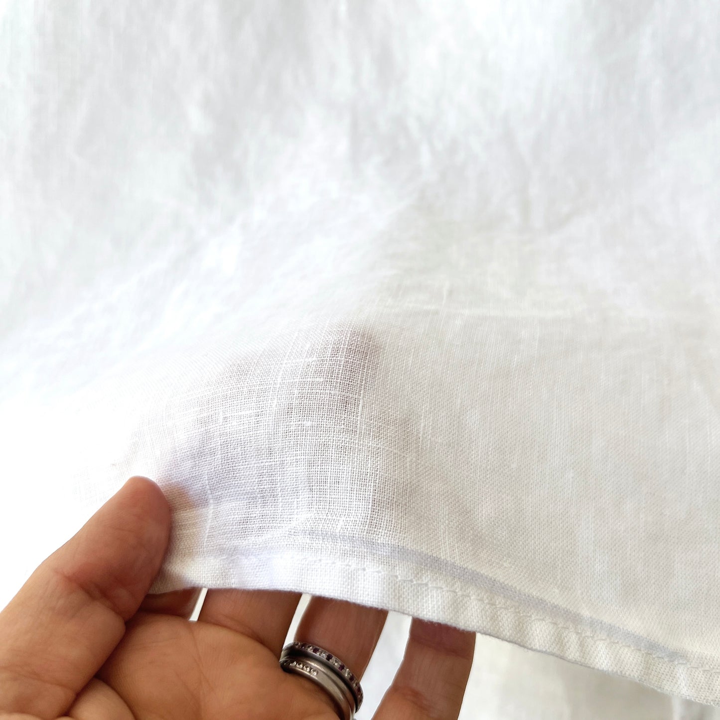 High Low Linen Tee in White