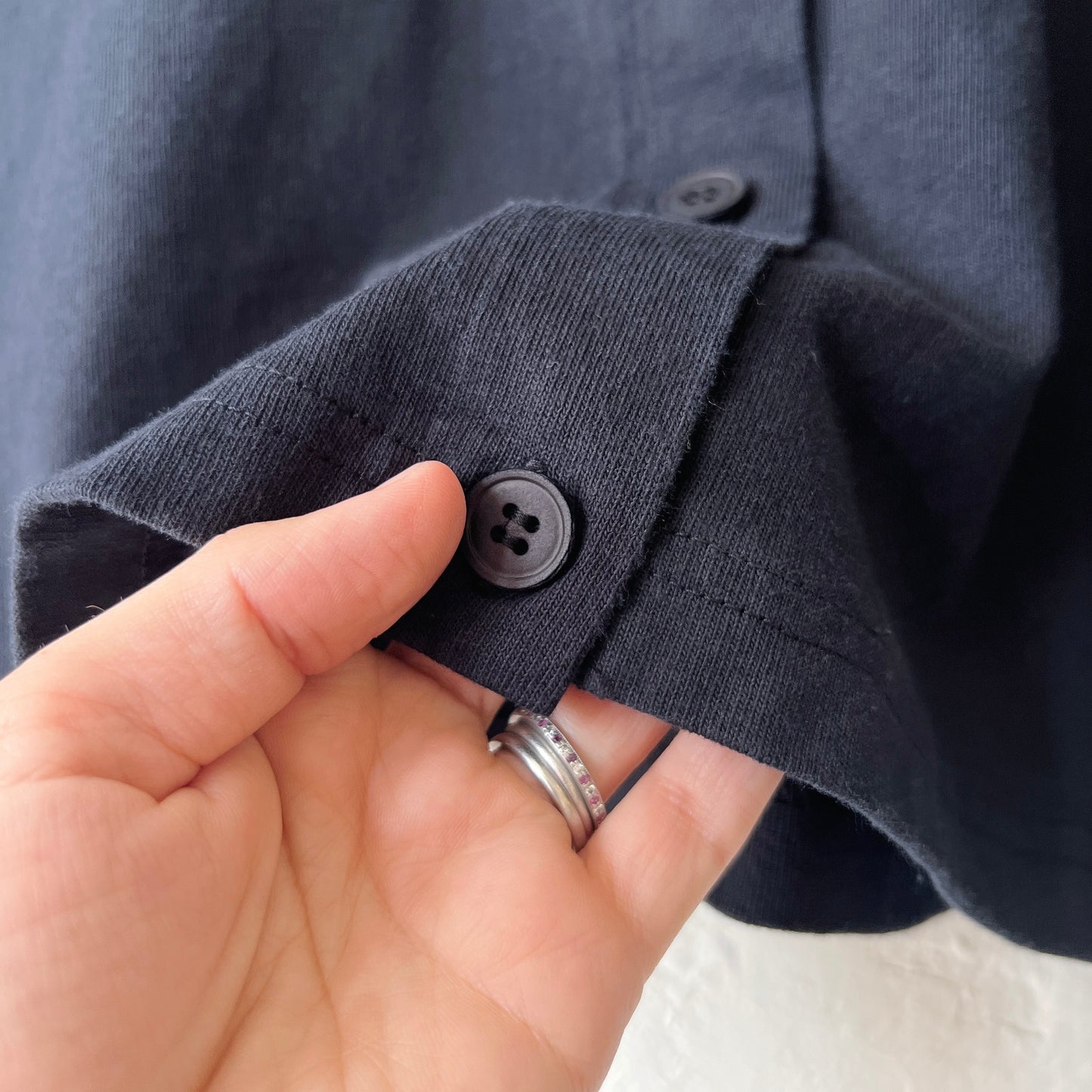 Pacific Cotton | Long Sleeve Button Front Shirt in Black