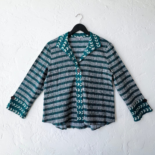 Habitat | Mixed Batik Hidden Placket Shirt in Juniper