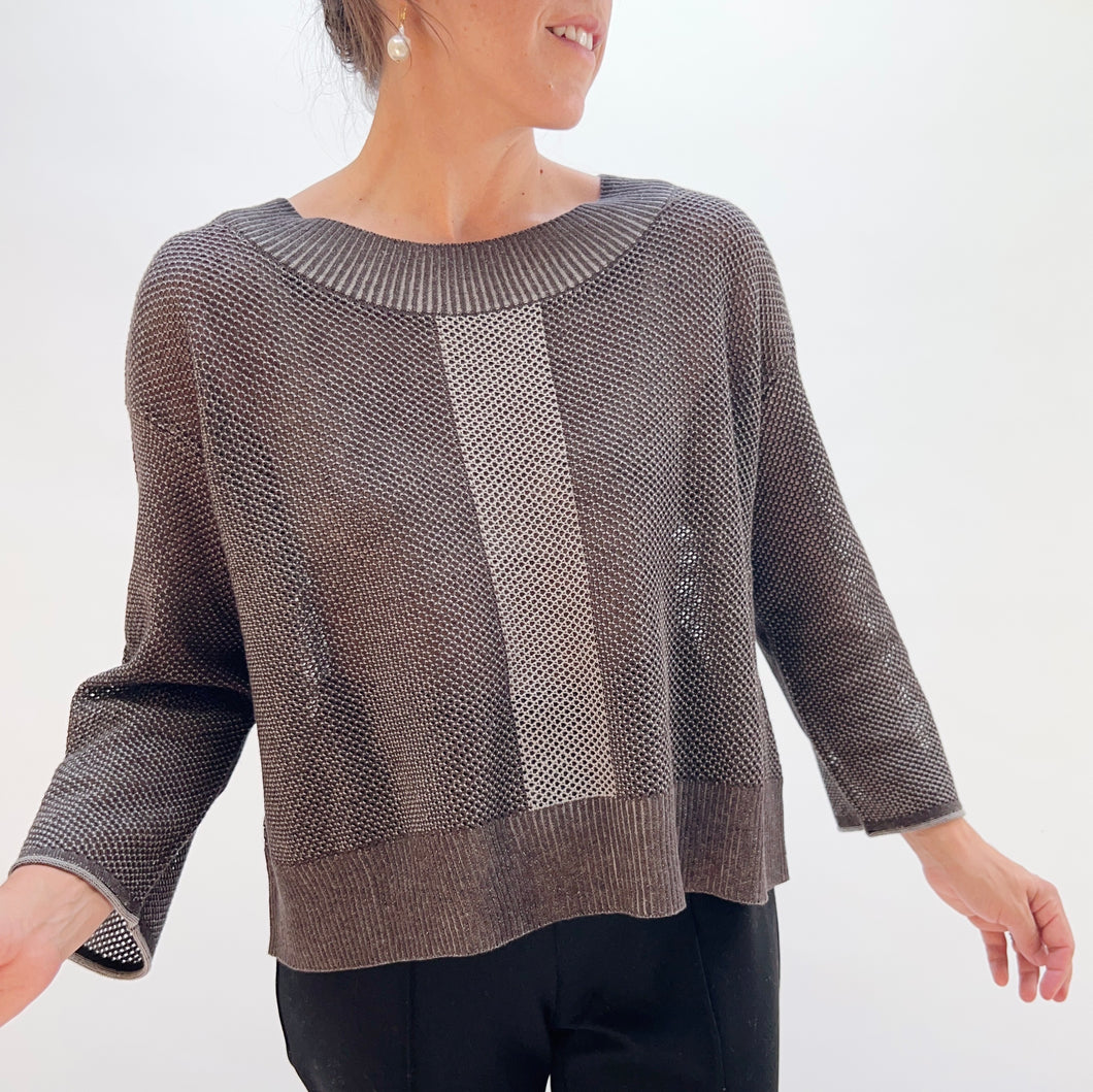 Habitat | Reversible Mesh Sweater in Chocolate