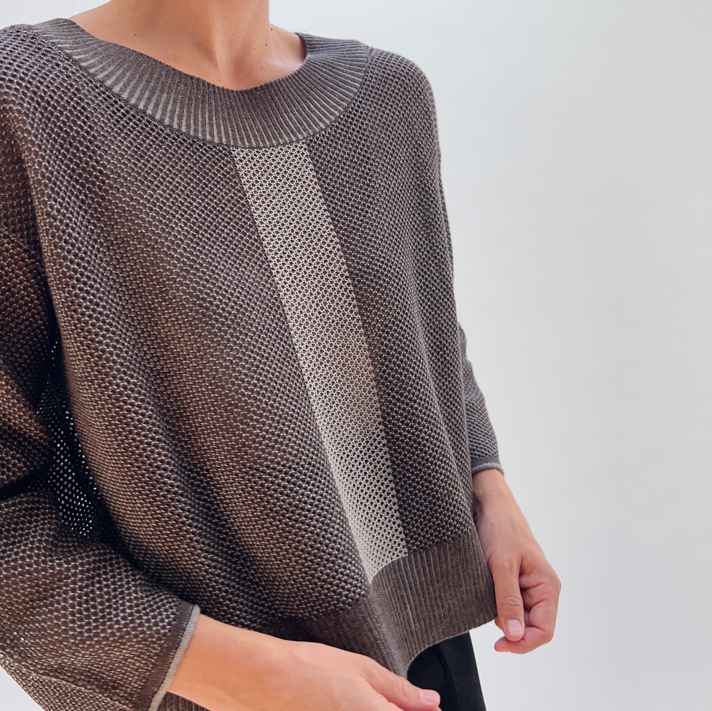 Habitat | Reversible Mesh Sweater in Chocolate