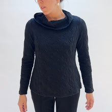 Load image into Gallery viewer, Habitat | Sunburst Knit Cowl Neck Pullover in Black

