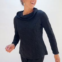 Load image into Gallery viewer, Habitat | Sunburst Knit Cowl Neck Pullover in Black
