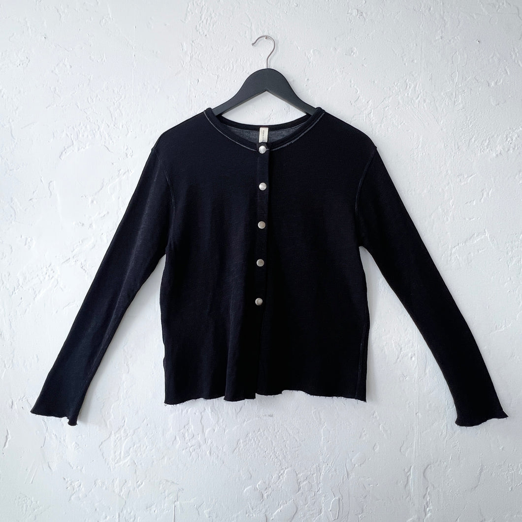 North Star Base | Snap Front Cardigan in Black