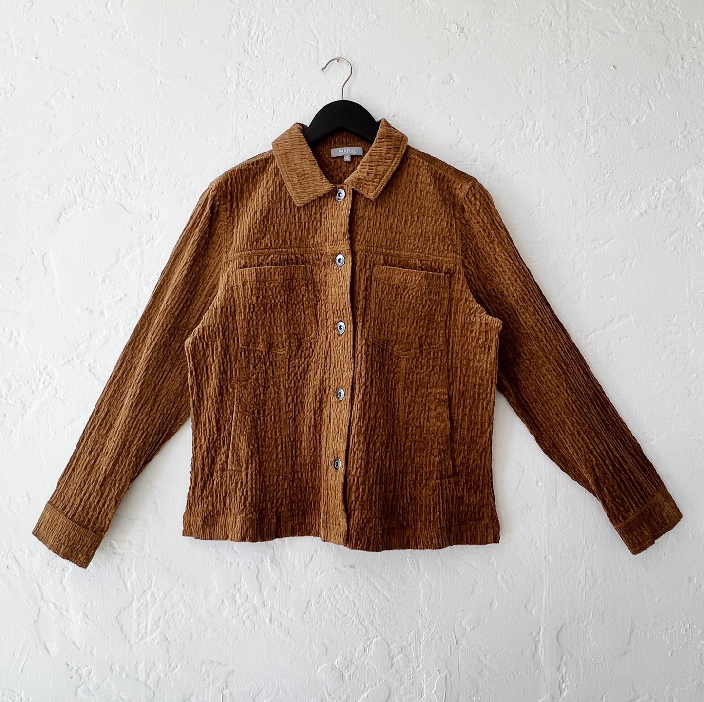Rustic Stretch Cord Boyfriend Jacket in Breen