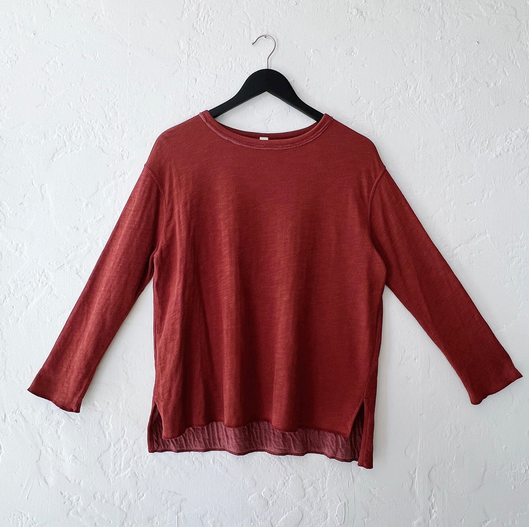 North Star Base | Long Sleeve Double Cotton Beach Tee in Ginger Spice