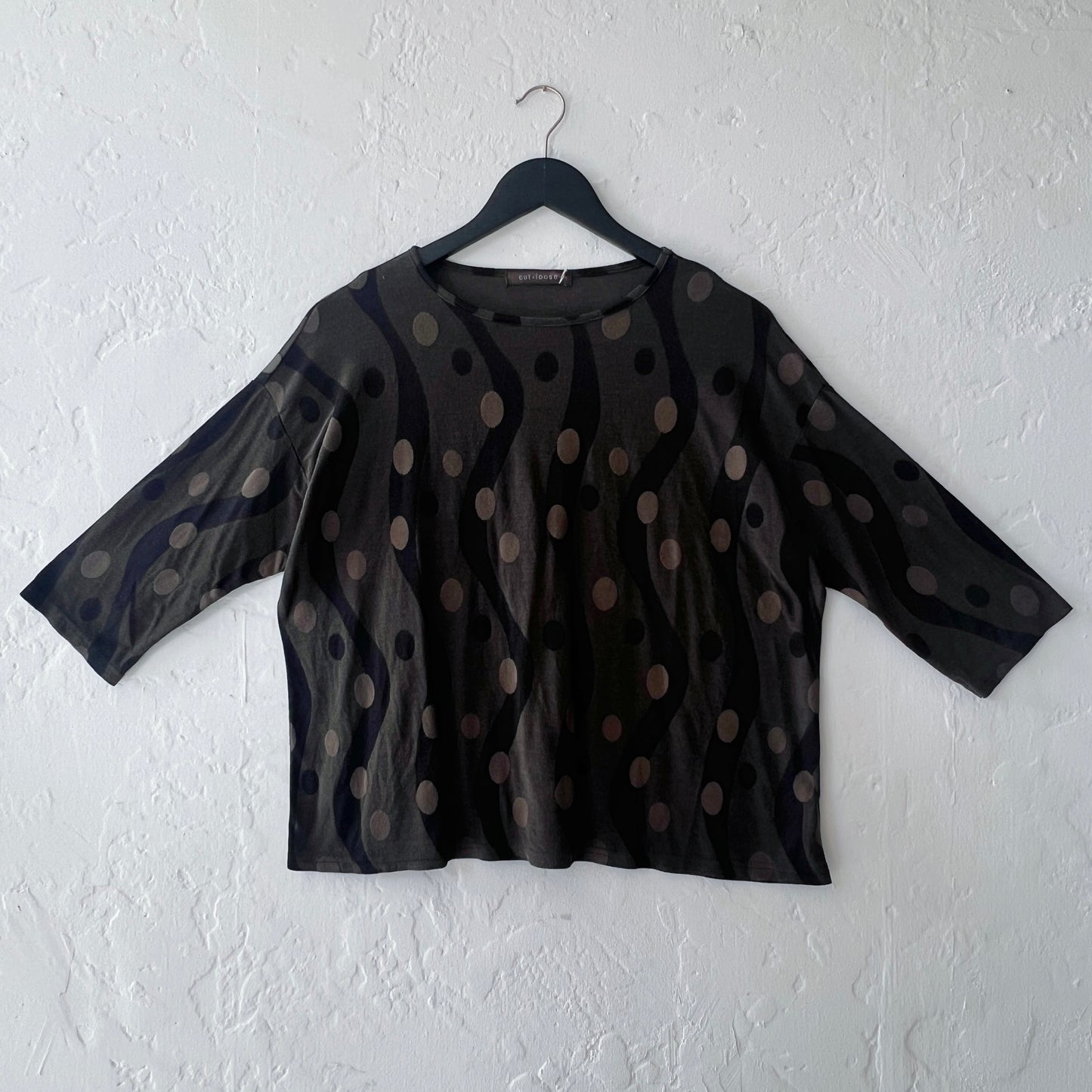 Dot Jacquard Drop Shoulder Tee in Kelp