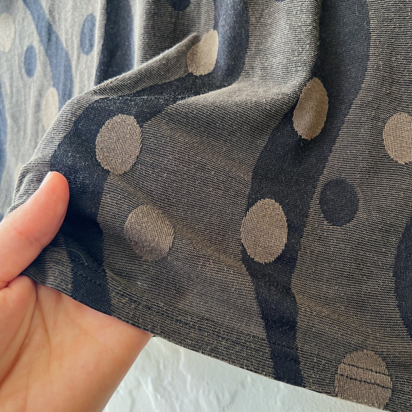 Dot Jacquard Drop Shoulder Tee in Kelp