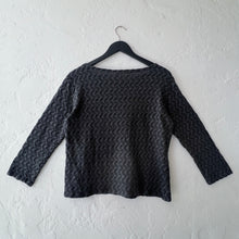 Load image into Gallery viewer, Cut Loose | Wavy Crochet Knit 3/4 Sleeve Boatneck Tee in Gull
