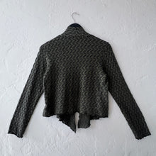 Load image into Gallery viewer, Cut Loose | Wavy Crochet Knit Cropped Cardigan in Kelp
