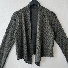 Load image into Gallery viewer, Cut Loose | Wavy Crochet Knit Cropped Cardigan in Kelp
