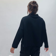 Load image into Gallery viewer, Bryn Walker | Cropped Fleece Stowe Sweatshirt in Black
