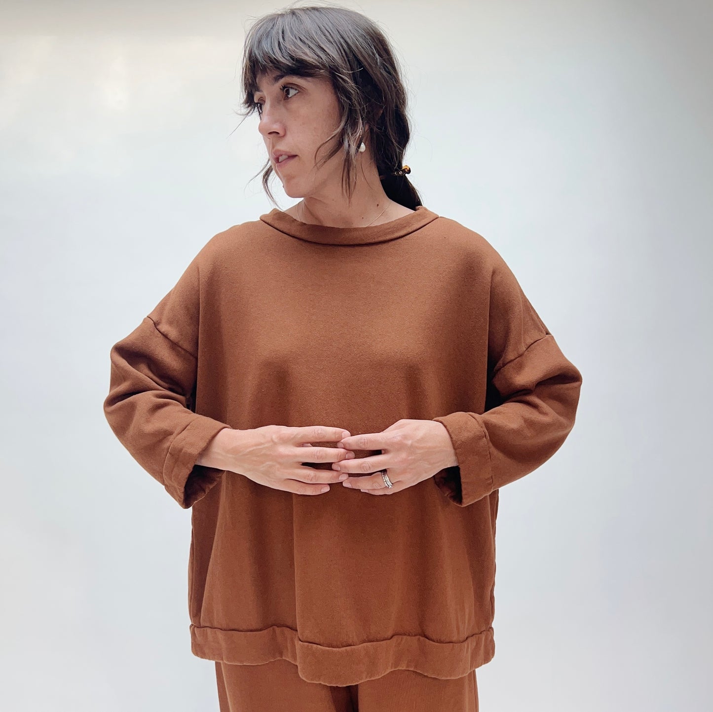 Bryn Walker | Alden Fleece Sweatshirt in Pinecone