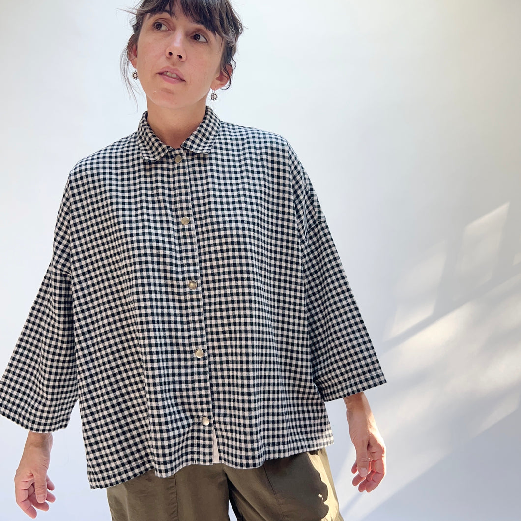 Eleven Stitch | Small Check Big Shirt in Cloud
