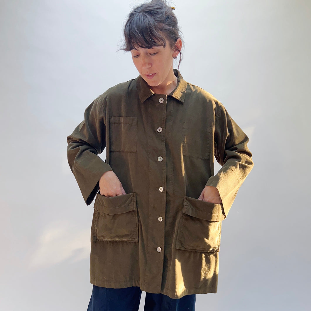 Eleven Stitch | Corduroy Four Pocket Jacket in Olive