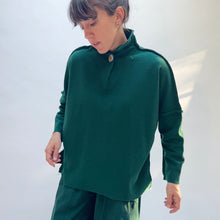 Load image into Gallery viewer, Eleven Stitch | Long Funnel Neck Slub Sweatshirt in Blue Hunter
