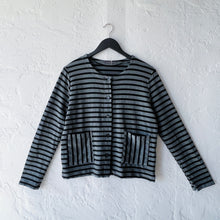 Load image into Gallery viewer, Cut Loose | Fleece Long Sleeved Cropped Jacket in Gull Stripes
