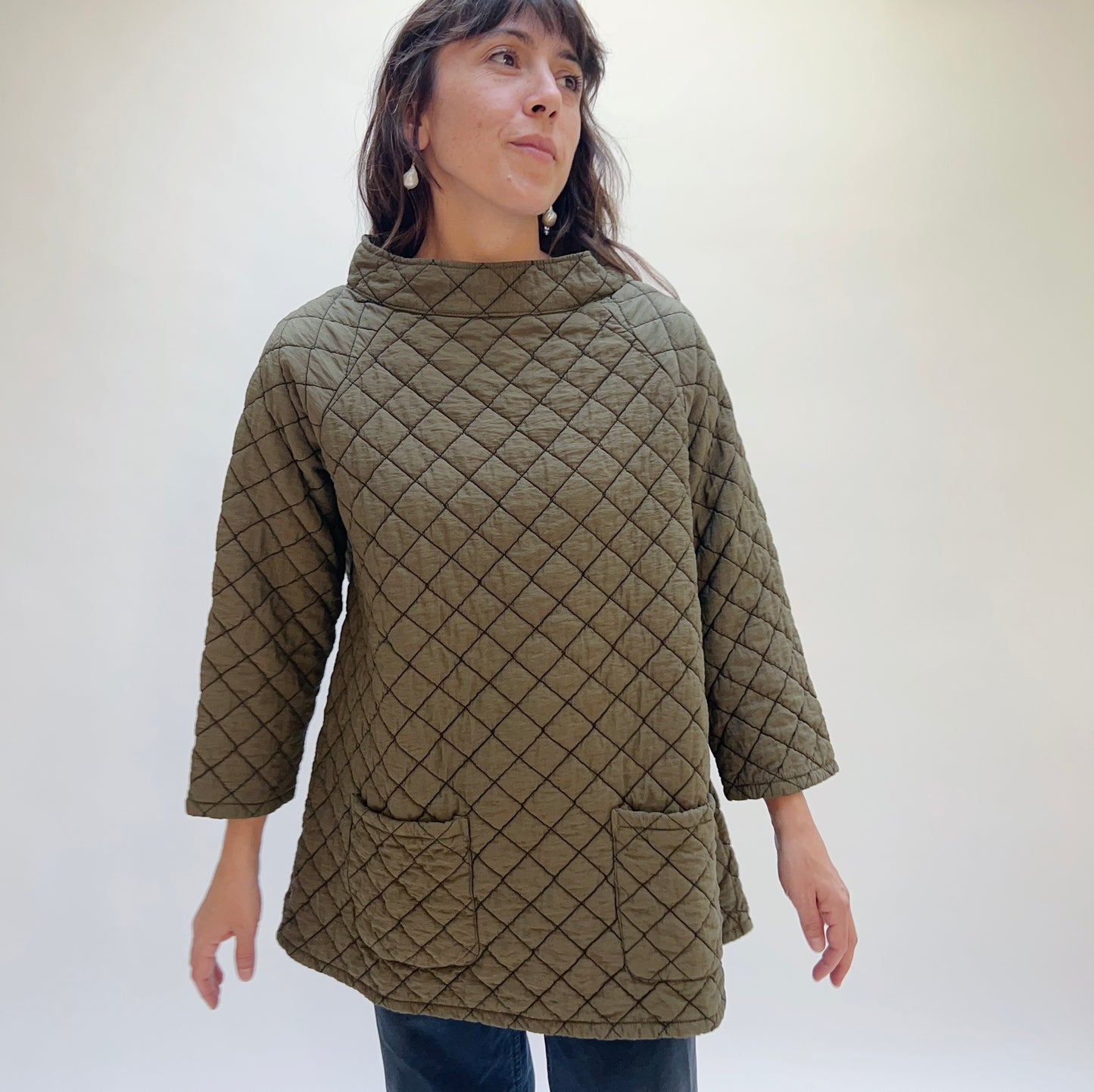 Cut Loose | Quilted Raglan Pullover in Kelp