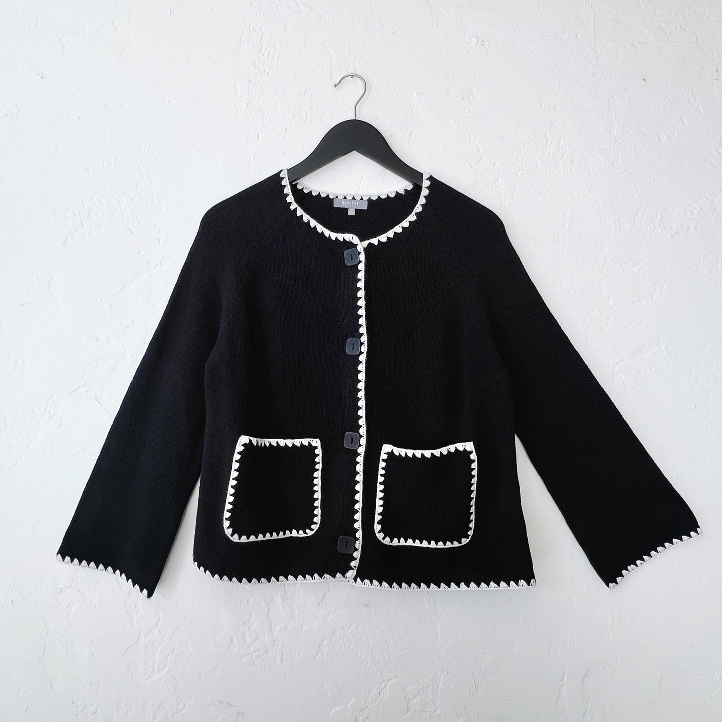 Contrast Stitch Cardigan in Black