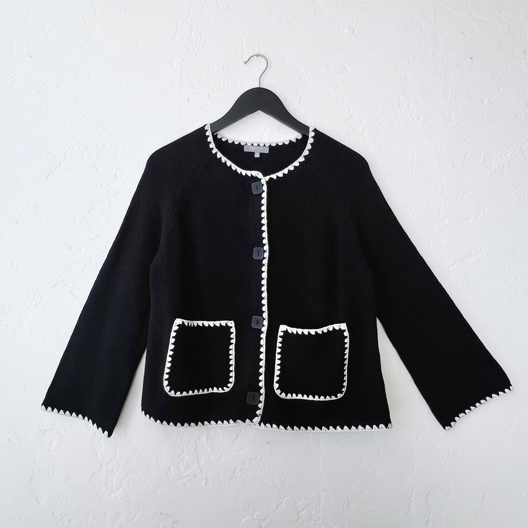 Habitat | Contrast Stitch Cardigan in Black