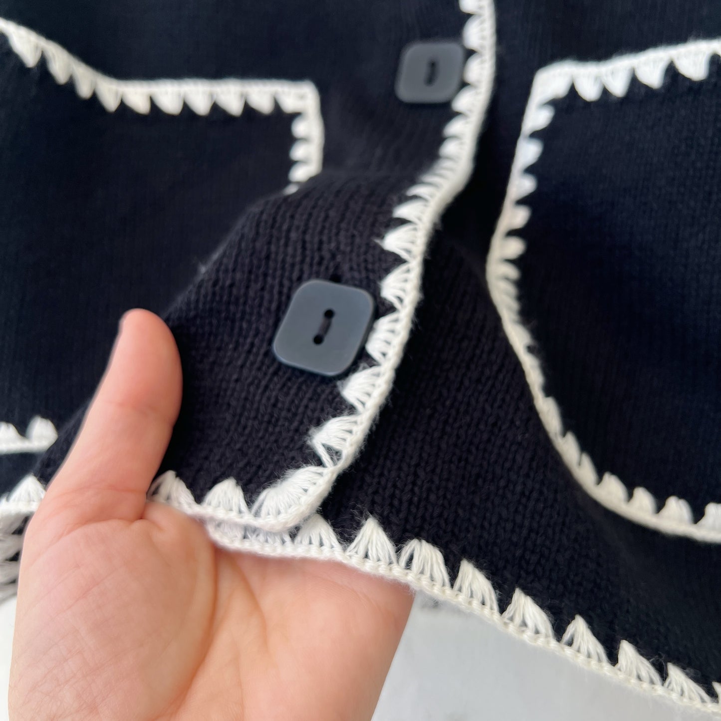 Contrast Stitch Cardigan in Black