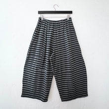 Load image into Gallery viewer, Cut Loose | Fleece Balloon Crop Pant in Black Stripe &amp; Gull

