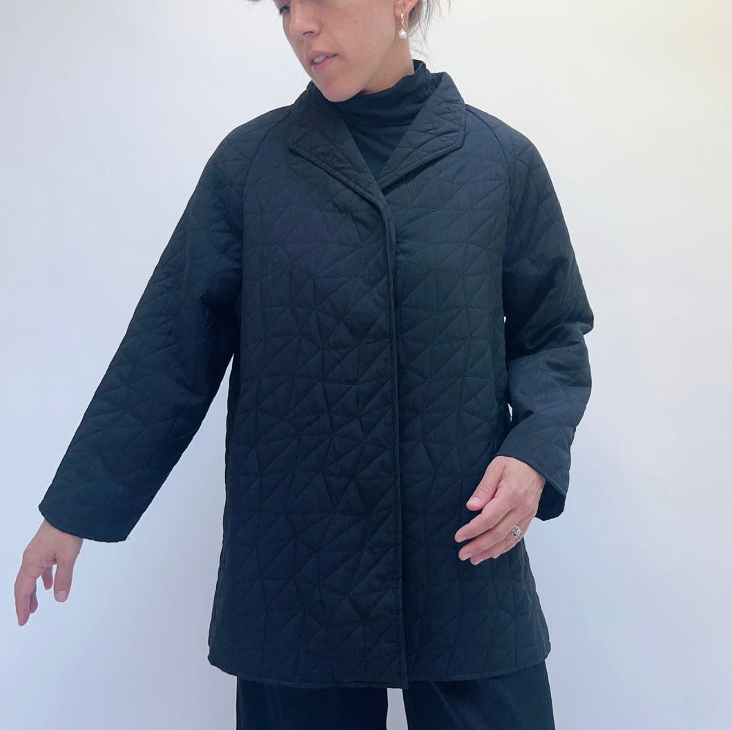 Habitat | Kaleidoscope Quilt Swing Coat in Black