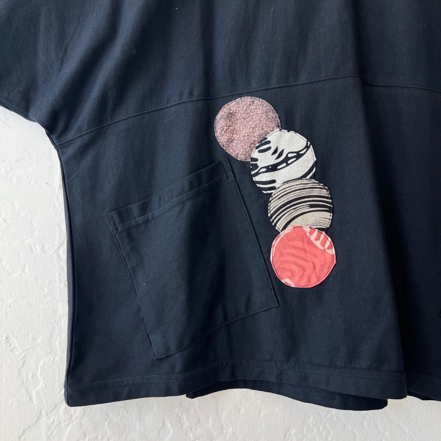 Yaza | Circle Patchwork Jersey Top in Black