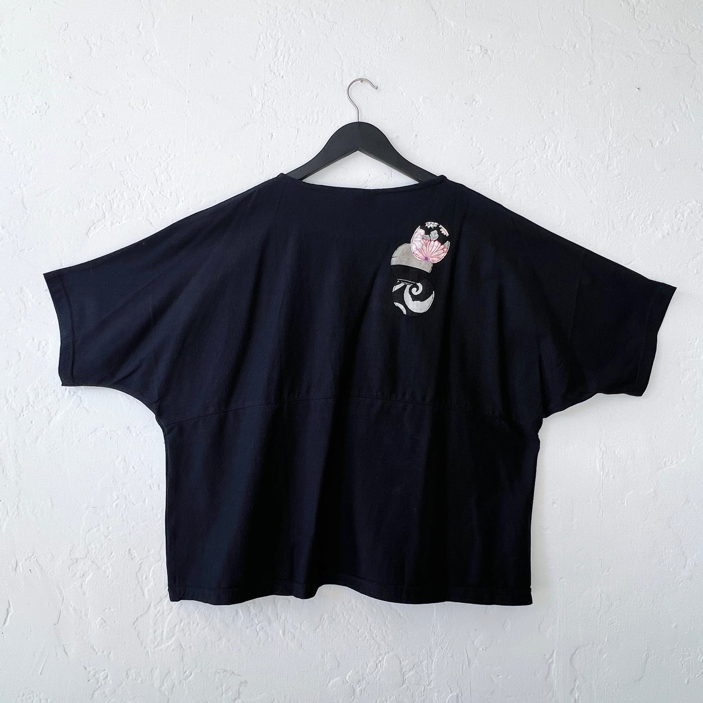 Yaza | Circle Patchwork Jersey Top in Black