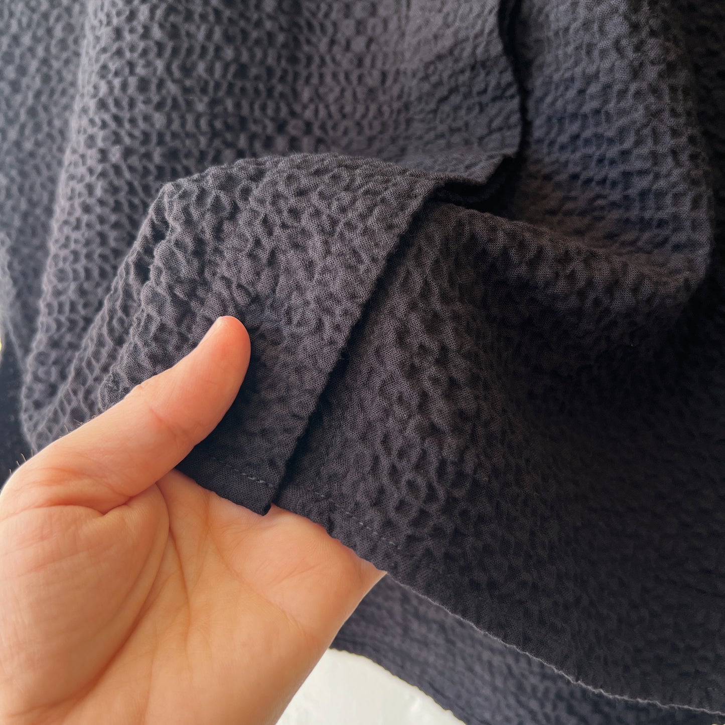 Habitat | Pucker Weave Tunic Shirt in Black