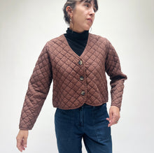 Load image into Gallery viewer, Cut Loose | Quilted Three Button Crop Jacket in Cola
